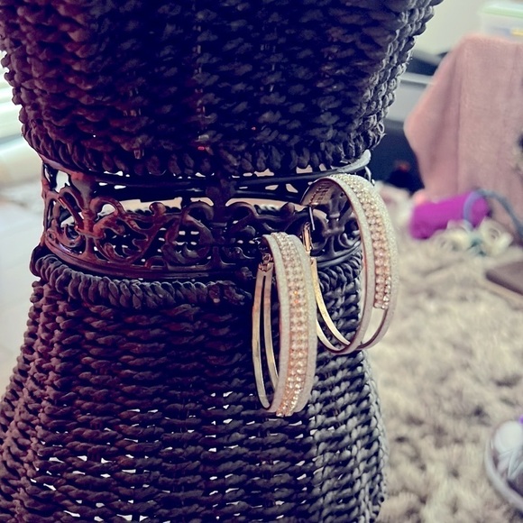 Bebe Silver Sparkly Hoop Earringsπππ - Picture 6 of 6